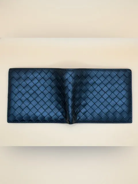 Bottega Veneta Black Intrecciato Woven Leather Bifold Wallet