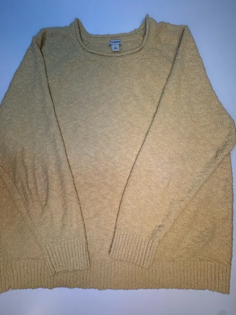 L.L.Bean Women’s XL Cream Cotton Textured Knit Pullover Sweater Cottagecore