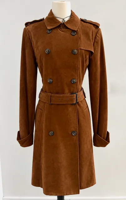 Genuine Goat Suede Trench Coat for Women