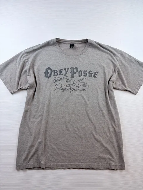 Obey Posse Graphic T-Shirt Size XL Grey Propaganda Top