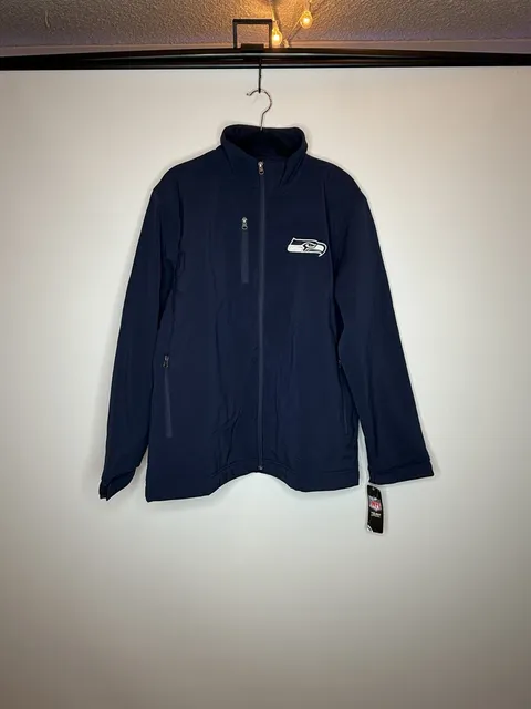 Seattle Seahawks Soft Shell Sports Coat On-Field Jacket Navy Men's ...