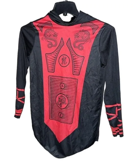 Party City Ninja Child Costume Size Medium Black Red Tunic