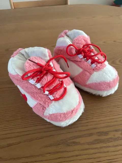 Nike Dunk Style Fuzzy Sneaker Slippers Pink White