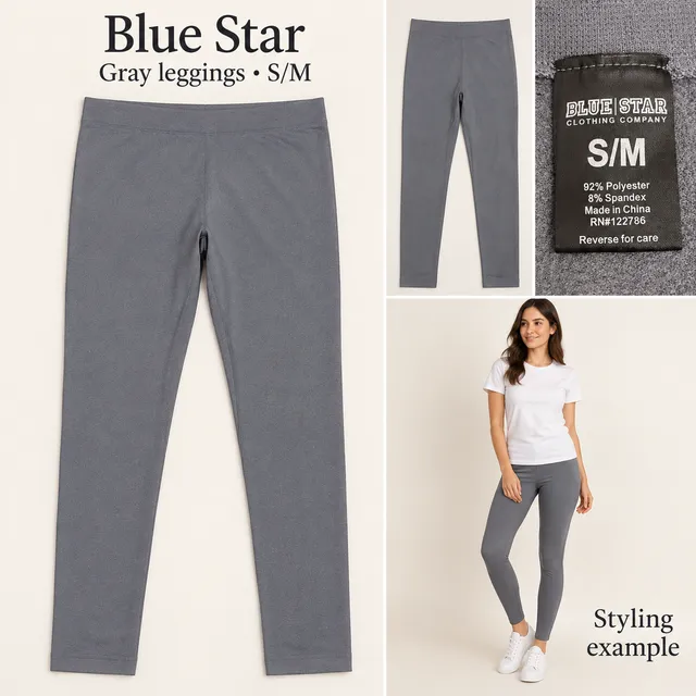 Blue Star Women’s Gray Stretch Leggings Small Medium S/M Pull On Casual Pants