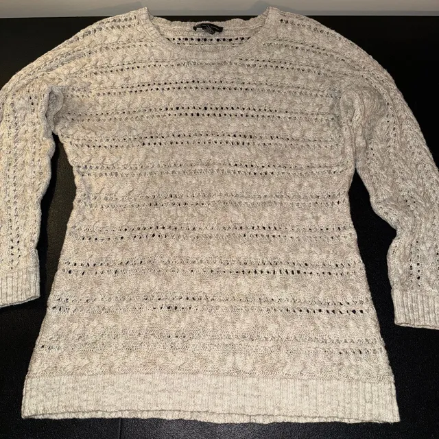 Inc International Concepts Sweater Size L Beige Open Knit