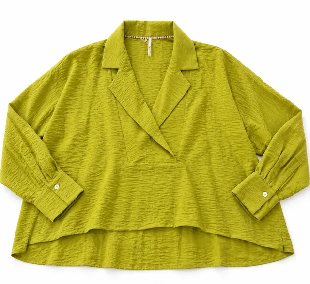 by Anthropologie Collared V-Neck Blouse Size S Green (k1)
