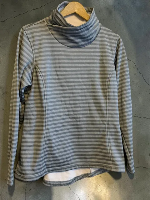 Columbia Fleece Pullover Size L Gray Striped Funnel Neck