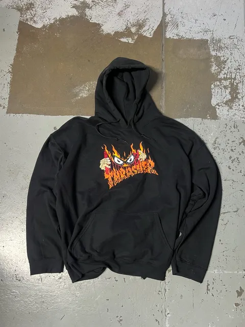 Thrasher Flame Hoodie Size XL Black