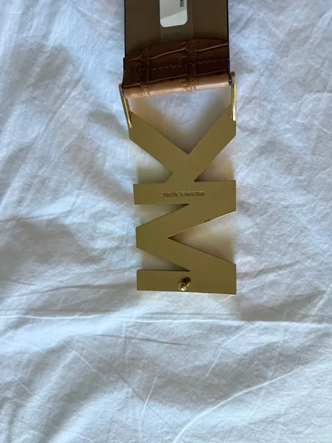 Michael Kors Logo Belt Size M Brown Croc Embossed Leather
