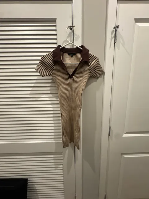Princess Polly Mini Collared Dress Medium Beige Brown
