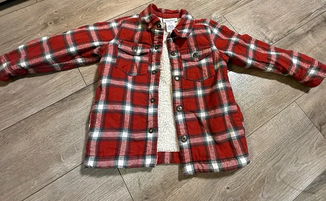 Tommy Bahama Sherpa Lined Plaid Jacket Size 4T Red
