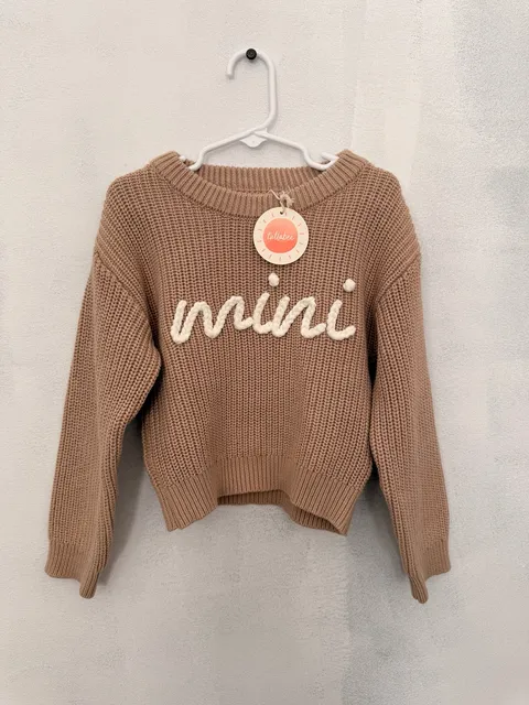 Tullabee Mini Knit mommy and me Sweater Size 2T-3T Taupe Ivory New With Tags