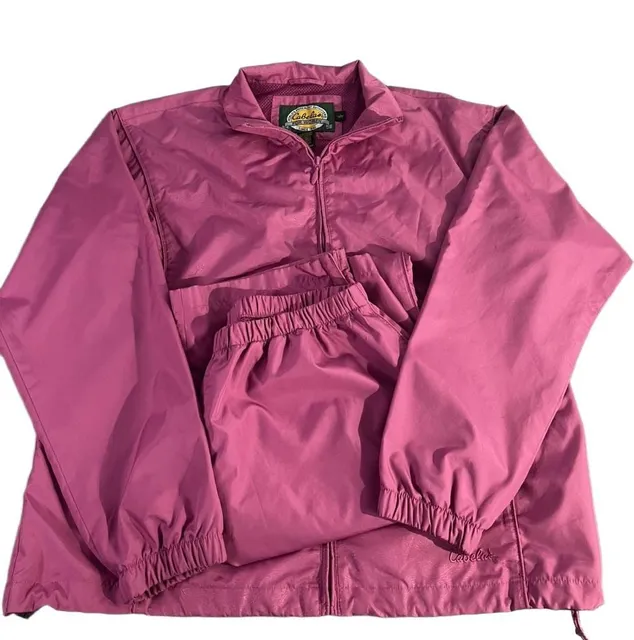 Cabelas Windbreaker Jacket And Pants Set Size L Reg Pink Mesh Lined
