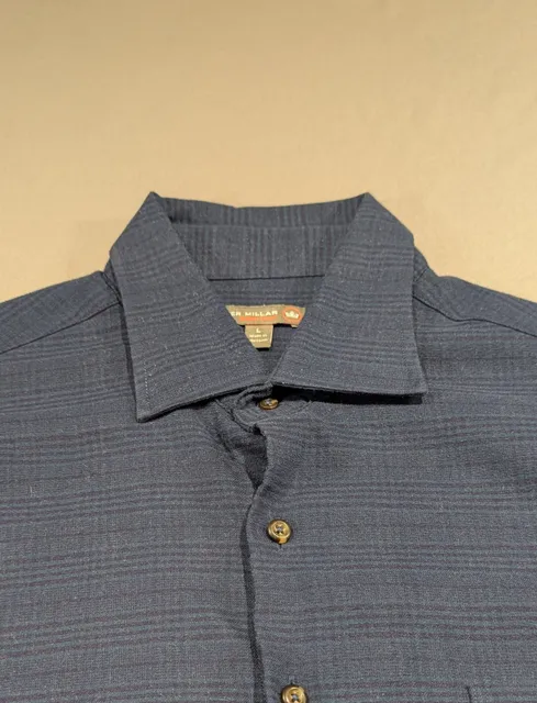 Peter Millar Crown Sport Shirt Size L Blue Long Sleeve