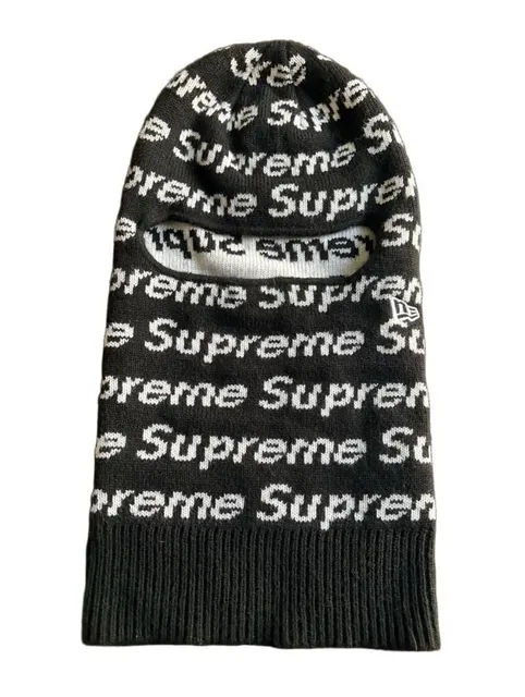 Supreme x New Era Repeat Balaclava Black Ski Mask