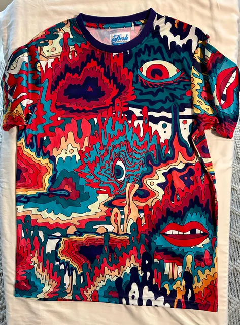 Fresh Prints of Bel-Air Psychedelic Trippy All Over Print T-Shirt Mens Medium M