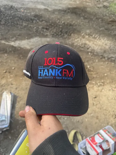 Hank FM 101.5 Real Country Radio Embroidered Black Baseball Cap Hat