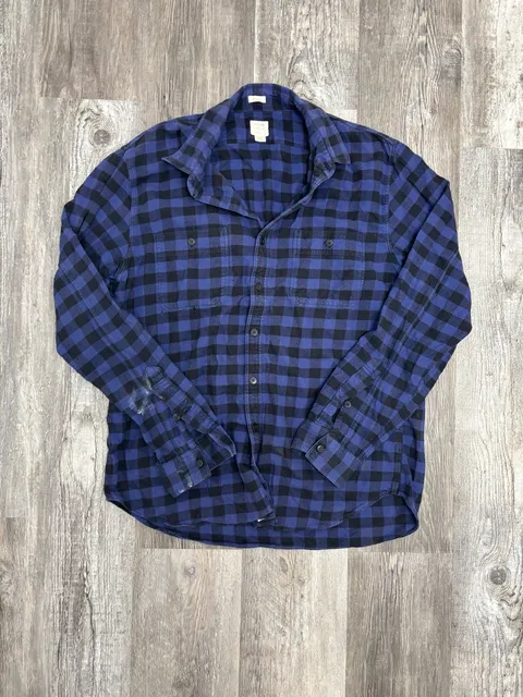 J.Crew Flannel Shirt Size L Blue Black Plaid
