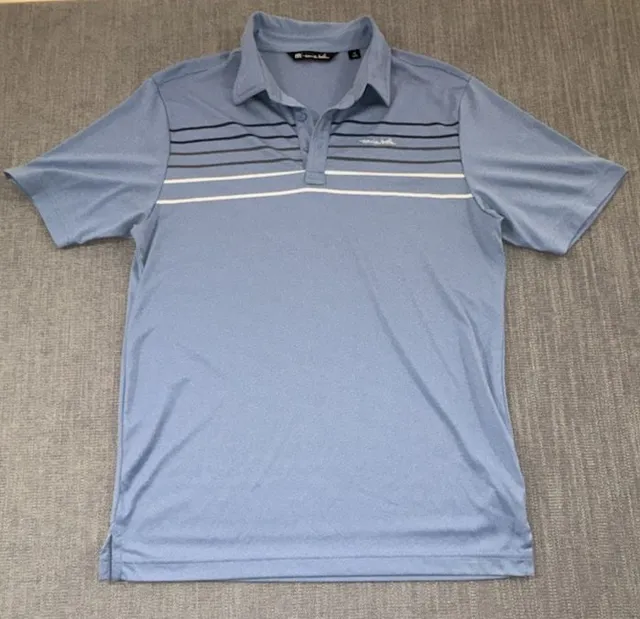 TravisMathew Coto Performance Chest Stripe Polo Size M Blue Golf
