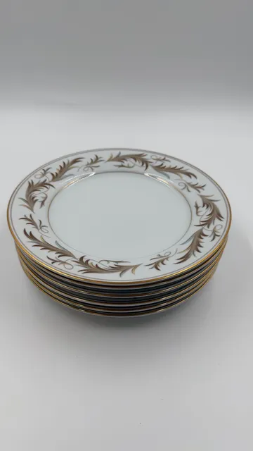 Set of 8 Vintage Noritake Granville 5607 Bread Plate Size 8 1/4 Gold Trim