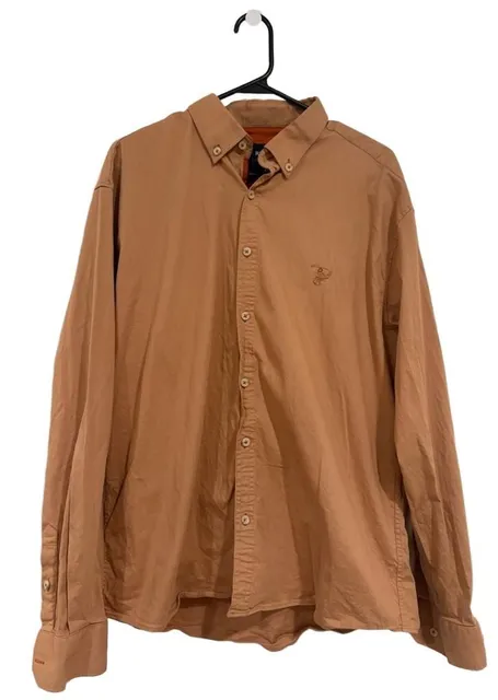 Regello Sport Mens 4XL Shirt Terracotta Orange Cotton Made in Turkey Big Tall