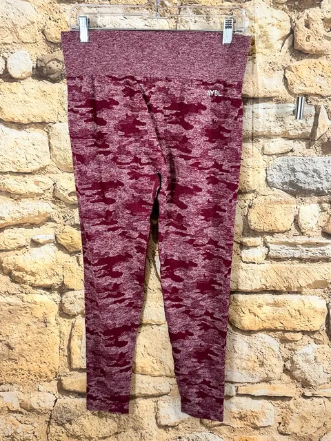 AYBL Camo Leggings Size XXL Burgundy Seamless Workout Athletic