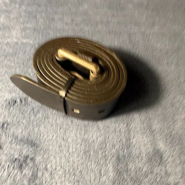 Unbranded Black Leather Belt Brass Tone Hardware