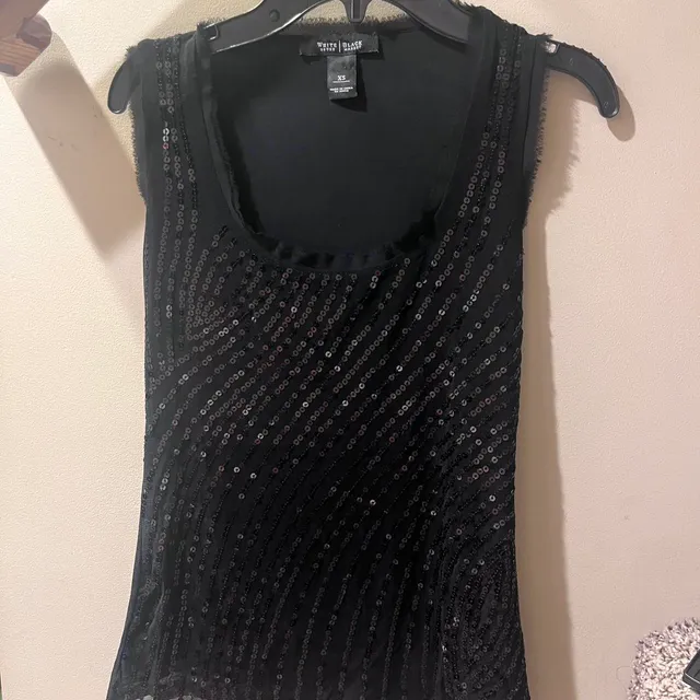 White House Black Market Beaded Sequin Tank Top