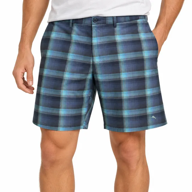 Tommy Bahama Ombra Bay Plaid Shorts Mens 42LG Blue Coastal Resort Vacation Golf