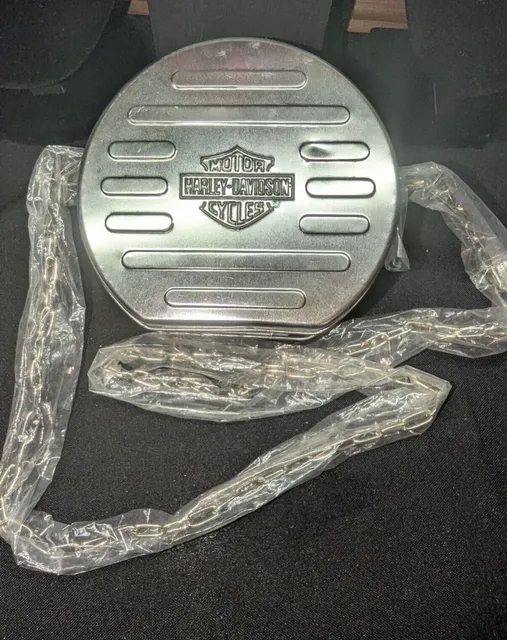 Harley-Davidson Vintage Metal Tin Crossbody Bag With Chain Strap - RARE