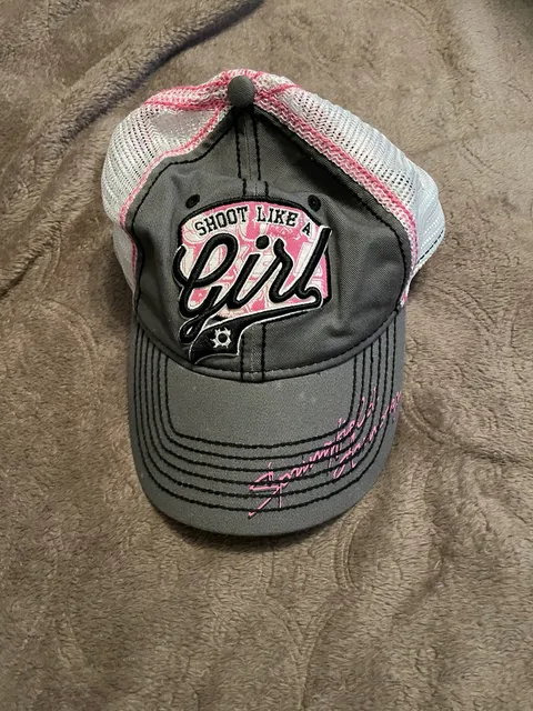 Springfield Armory Shoot Like A Girl Trucker Hat Gray Pink Mesh