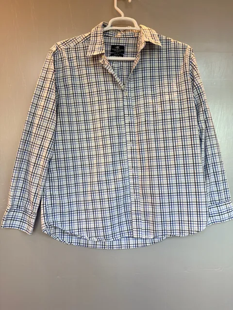 Knox & Lane Button Down Shirt Size L Blue Plaid Slim Fit Long Sleeve