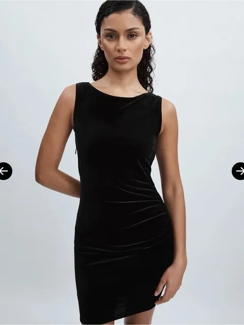 wild fable Black Velvet Mini Dress with Chain Detail