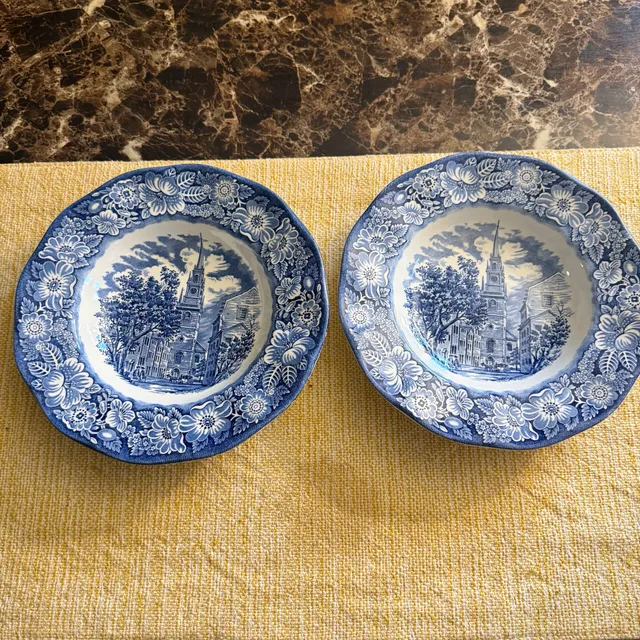 Liberty Blue Old North Church Soup Bowls Set of 2