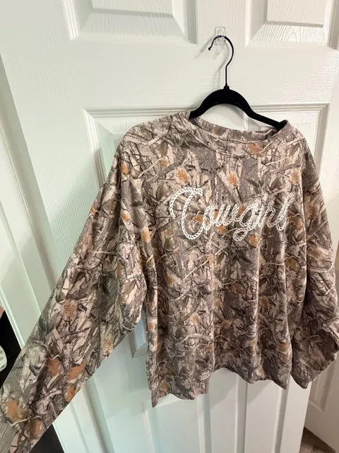 Goodie Two Sleeves Cowgirl Real Tree Camo Sweatshirt XL