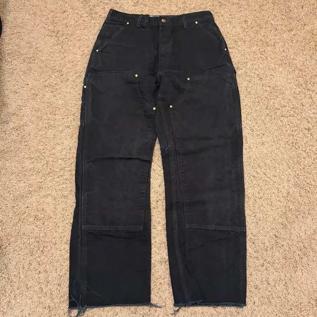Carhartt Double Knee Loose Fit Work Pants Size 34x34 Black