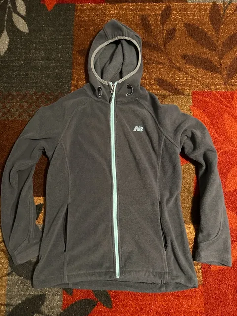 New Balance Fleece Zip Hoodie Size S Gray Blue Full Zip Jacket