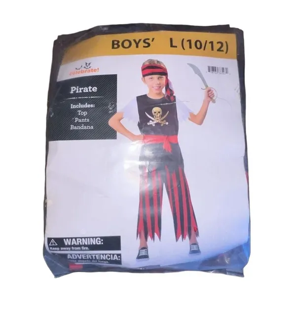 Celebrate Pirate Costume Size L 10/12 Boys Halloween