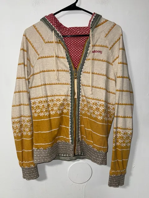 Reversible Billabong Zip Hoodie Multi Color Patterned