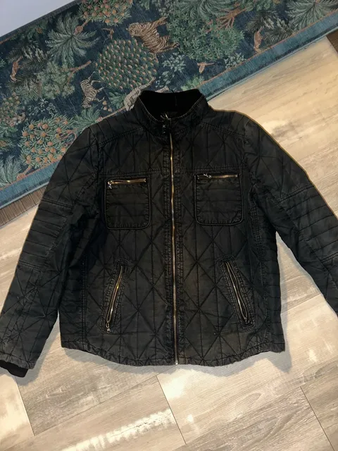 Rock & Republic Quilted Bomber Jacket XXL Black Cotton Utility