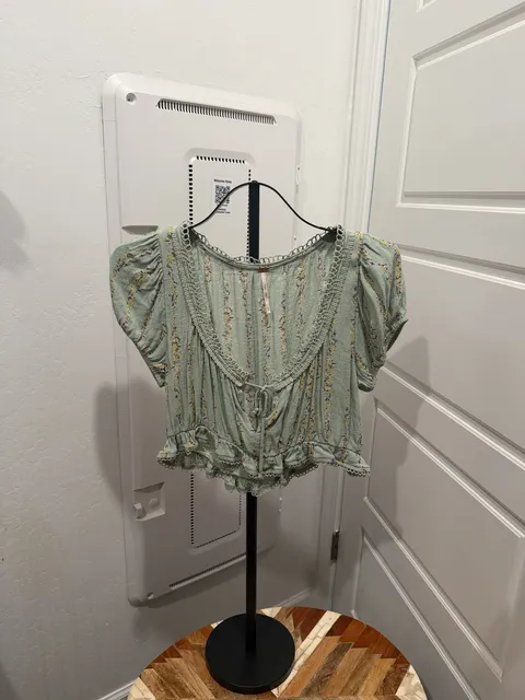 Free People Floral Crop Top Green