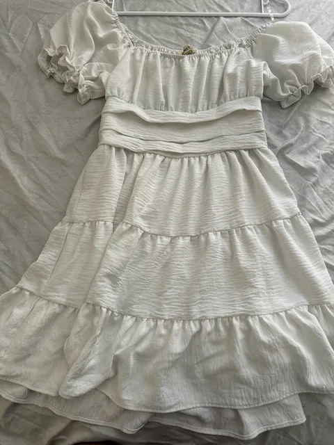 City Love White Dress Size M Smocked Tiered Ruffle Mini