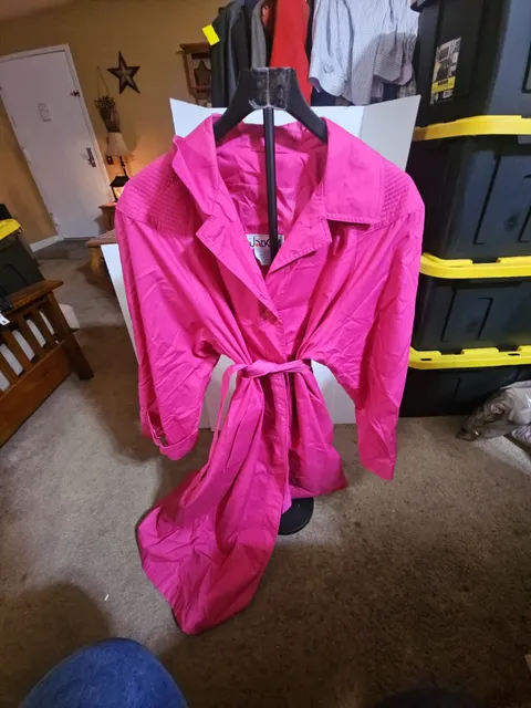 Jacket Set Trench Coat Size 15/16 Pink Belted