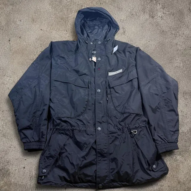 Spyder Vintage Ski Jacket M Black Hooded Windbreaker Coat