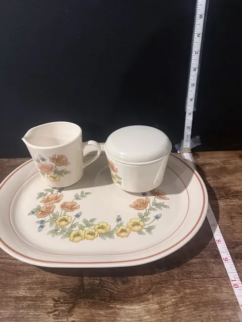 CORELLE CORNERSTONE GLENORA OVAL PLATTER CREAMER SUGAR