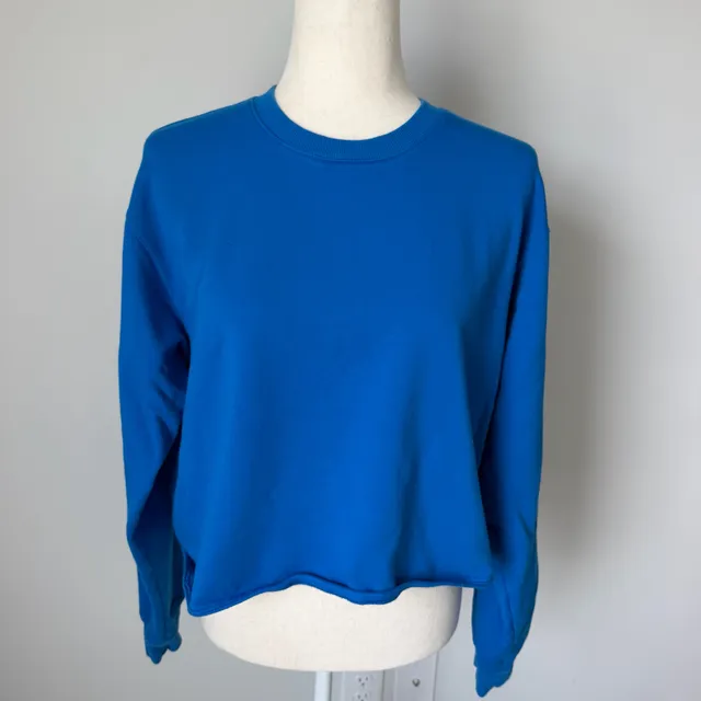 CRZ YOGA Cropped Sweatshirt Blue Long Sleeve Crewneck