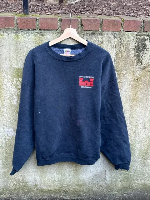 Fruit Of The Loom 201st Engineers Sweatshirt Size 2XL Navy Blue Graphic