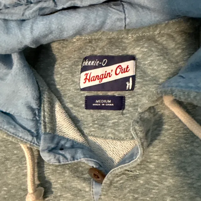 Johnnie-O Hangin' Out Hoodie Size Medium Green Button Placket Pocket