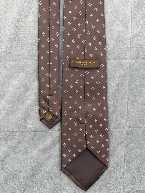 Louis Vuitton Monogram Silk Tie Brown Designer Neckwear