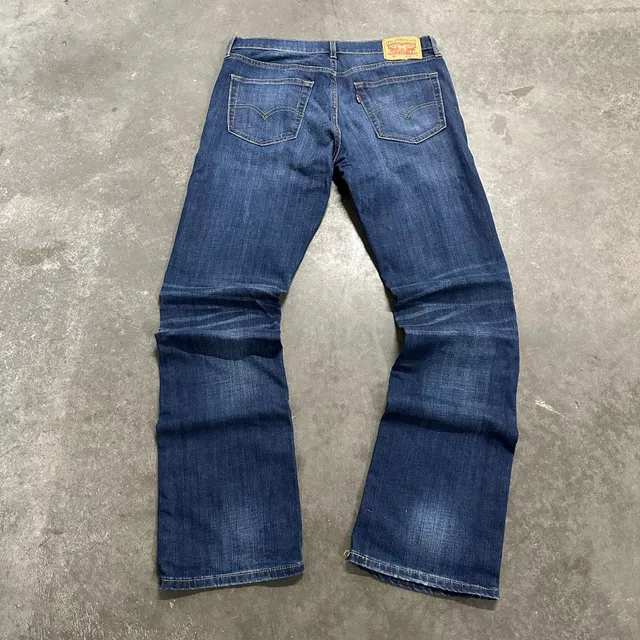 Levis 527 Bootcut Jeans 34x34 Distressed Faded Whiskered Denim Western Cut